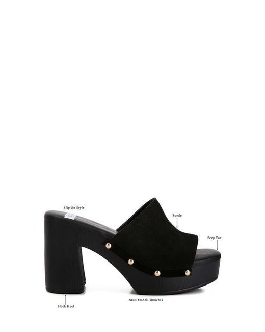 Rag & Co Black Cartera Suede Stud Mule