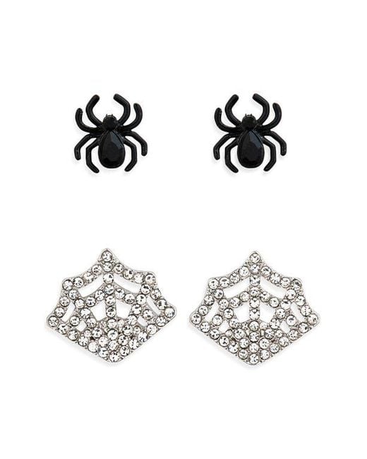 BaubleBar Black Spider & Web Mix And Match Stud Earrings