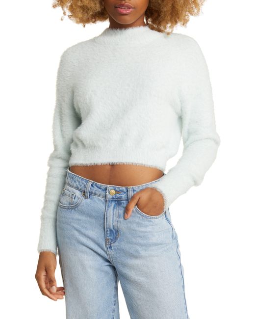 BP. White Cozy Mock Neck Crop Sweater