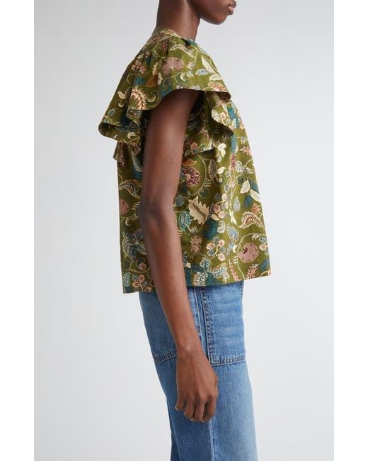 Ulla Johnson Blue Perline Flutter Sleeve Top