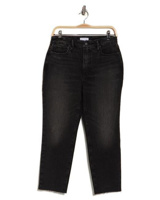 GOOD AMERICAN Black Good Girlfriend High Waist Raw Hem Jeans