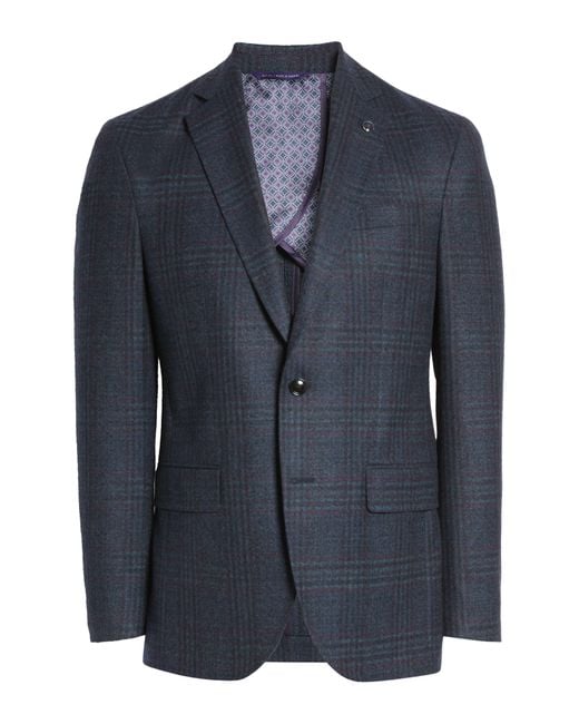 Ted Baker Karl Slim Fit Plaid Stretch Wool Sport Coat In Navy At ...