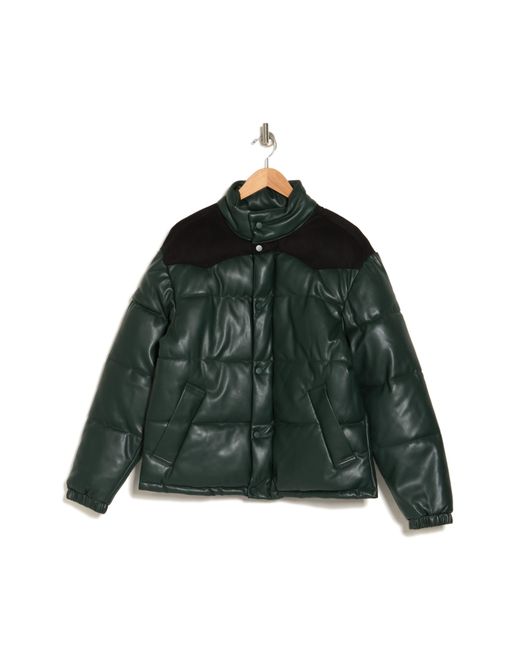 Hudson Green Faux Leather Puffer Jacket for men