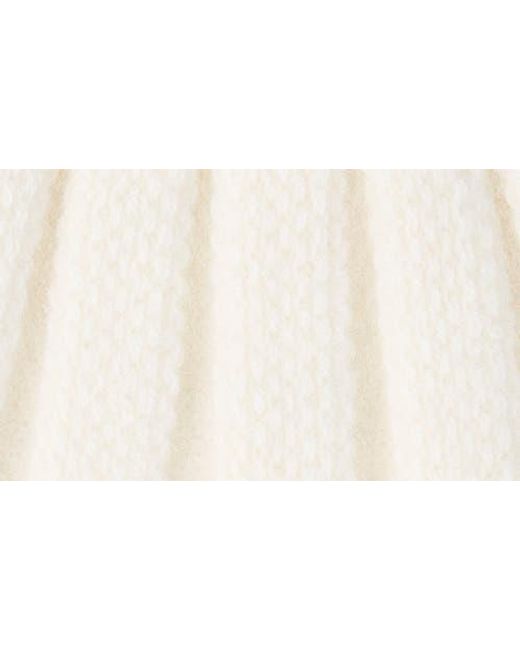 Sofiacashmere White Cable Stitch Cuffed Cashmere Beanie