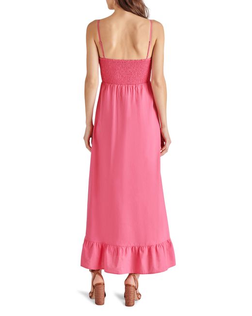 Steve Madden Pink Smocked Cotton Maxi Dress