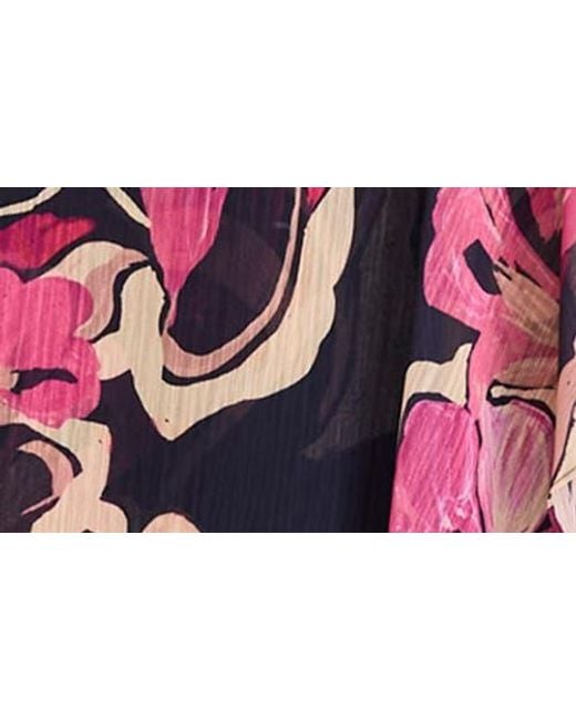 Maggy London Red Printed Chiffon Maxi Dress
