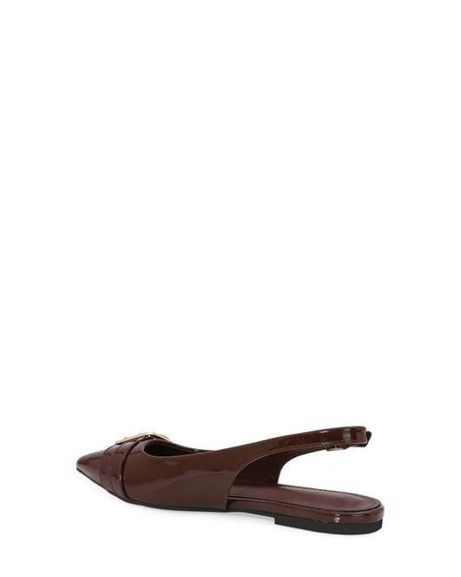 BERNESS Brown Buckle Slingback Pointed Toe Flat