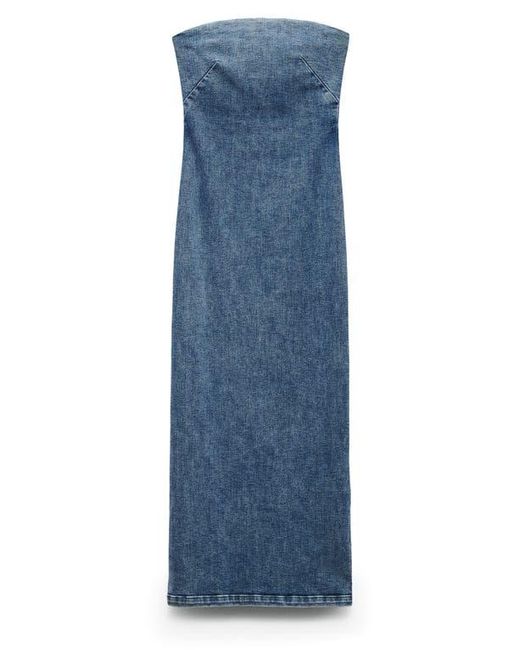 Rag & Bone Blue Jasmine Strapless Denim Midi Dress