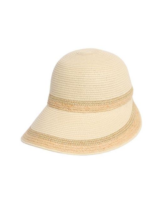 Calvin Klein Natural Metallic Raffia Straw Reader Hat