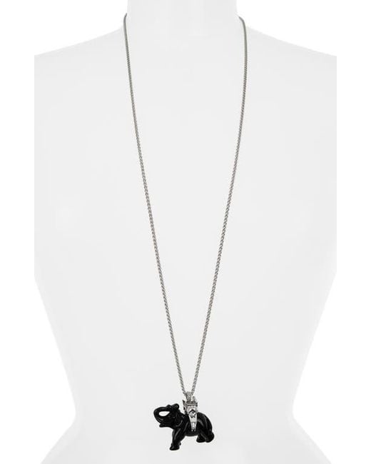 Kenneth Jay Lane Black Elephant Pendant Long Necklace
