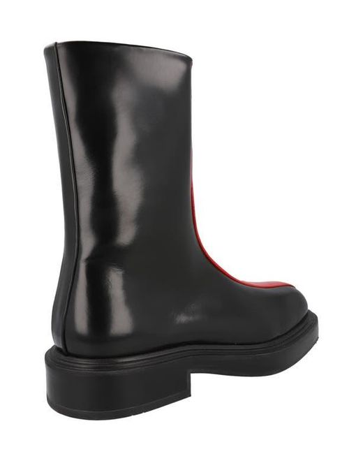 Ferragamo Black Contrasting Insert Leather Ankle Boot for men
