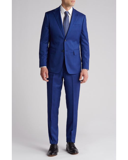 English Laundry Blue Plaid Trim Fit Notch Lapel Two-piece Suit for men
