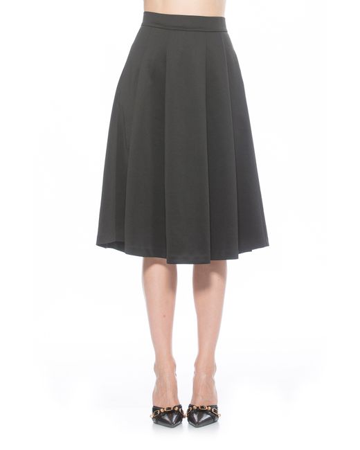 Alexia Admor Theana Flare Pleat Midi Skirt in Black | Lyst
