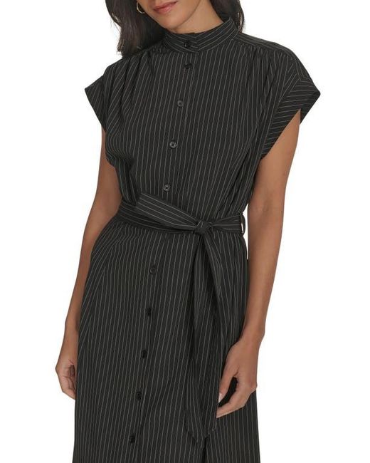 Calvin Klein Black Comm Stripe Midi Shirtdress