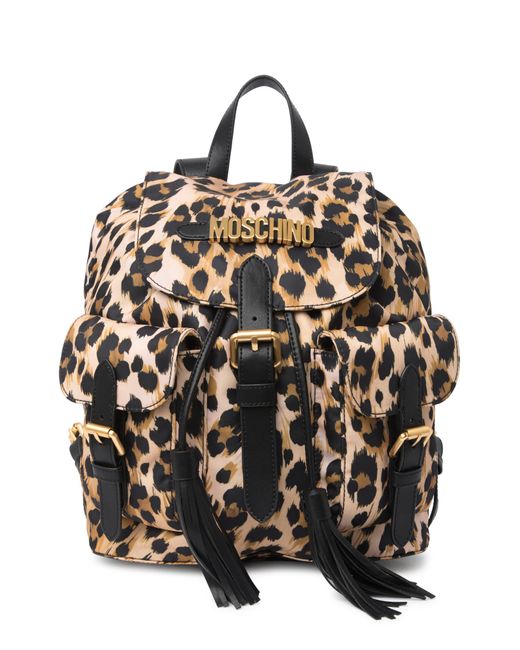 Moschino Tassel Leopard Print Backpack In Fantasy Print Black At Nordstrom Rack