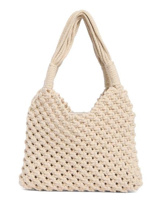 BCBGMAXAZRIA Natural Woven Shoulder Bag With Removable Pouch
