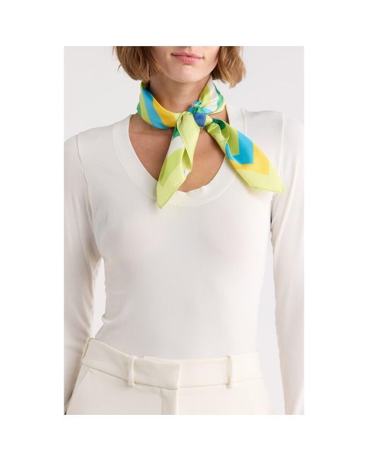 Steve Madden White Intersecting Stripe Square Scarf
