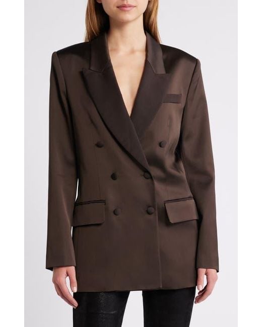 FRAME Brown Mixed Media Double Breasted Jacket