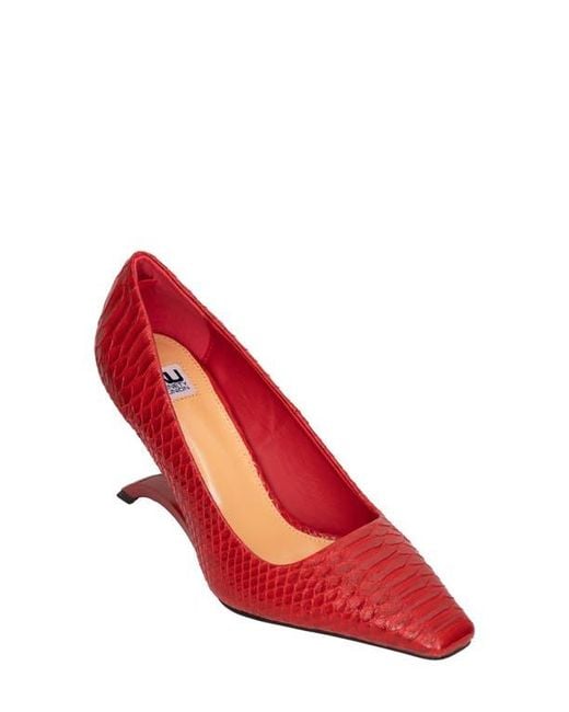 Ninety Union Red Intense Snake Embossed Pump