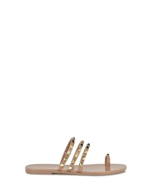 Nine West Natural Centy Studded Toe Loop Sandal