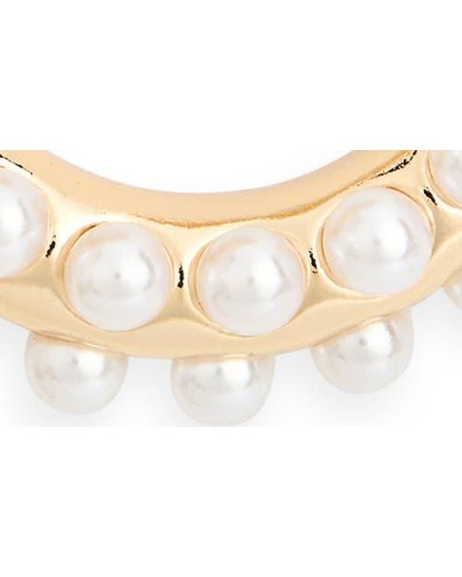 Nordstrom Rack Metallic Faux Pearl Hoop Earrings