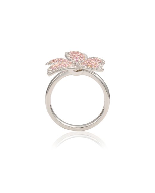 Suzy Levian Pink Sapphire & White Sapphire Flower Ring