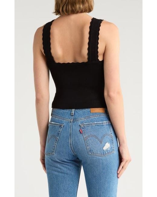 NSR Black Scalloped Knit Tank