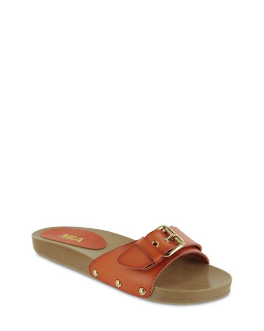 MIA Thia Buckle Slide Sandal In Orange At Nordstrom Rack Lyst