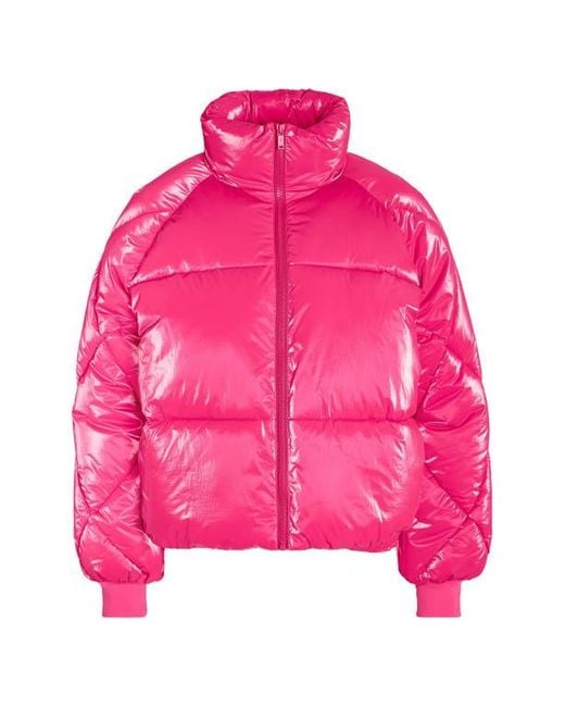 Noisy May Glossy Nylon Puffer Jacket in Pink Lyst