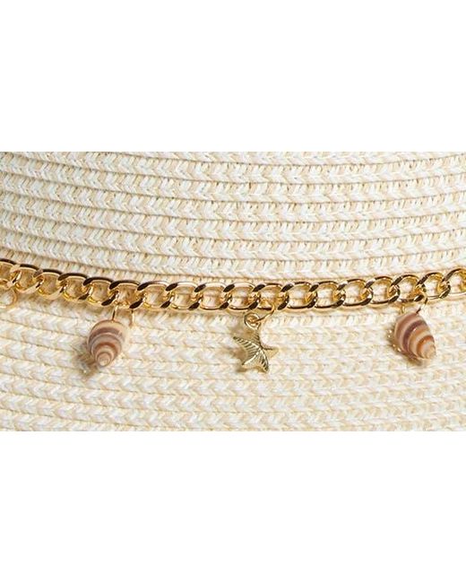 Nine West White Seashell Chain Cloche Hat