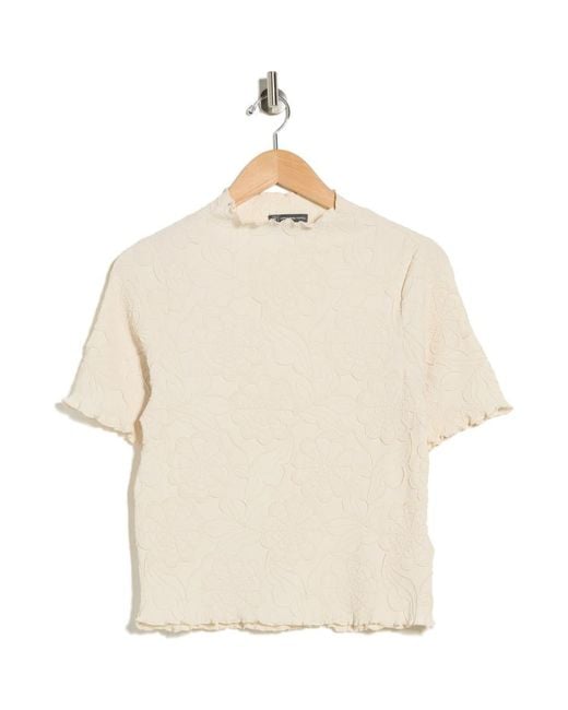 Adrianna Papell Natural Floral Textured Knit Top