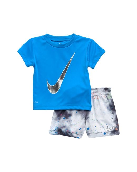 Nike Crewneck Graphic Tee & Tie Dye Shorts Set in Blue for Men | Lyst