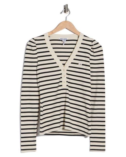 DKNY Black Puff Sleeve Henley