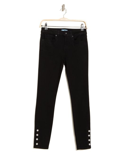Cece Black Pearl Bead Trim High Waist Jeans