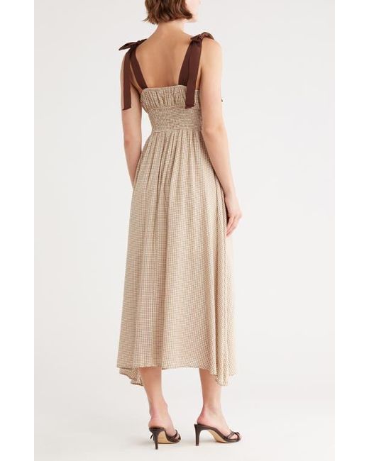 Blu Pepper Natural Gingham Tie Strap Fit & Flare Sundress