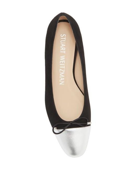 Stuart Weitzman Multicolor Sleek Cap Toe Bow Flat