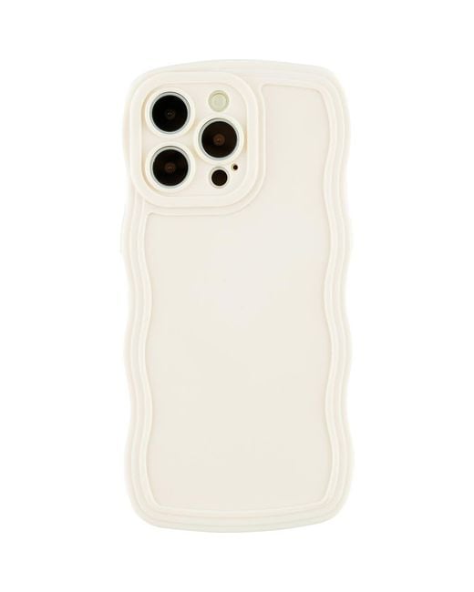 Auramma White Solid Wavy Bumper Iphone 14 Pro Max Case