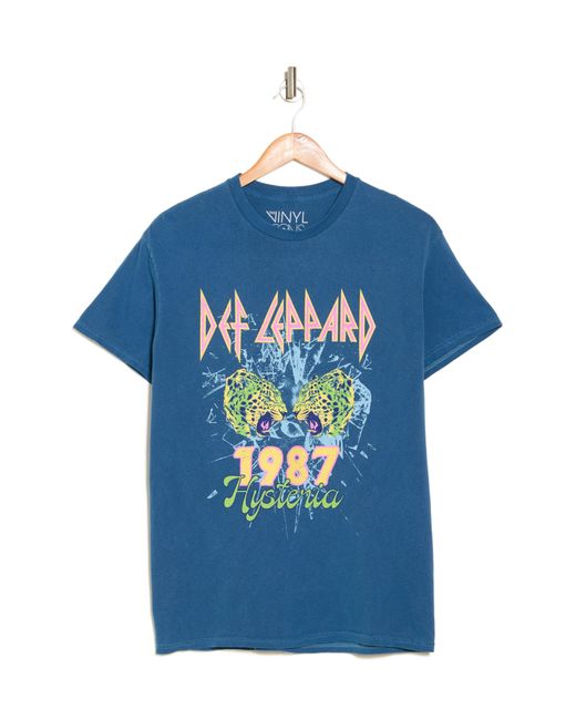 THE VINYL ICONS Blue Def Leppard 1987 Cotton Graphic T-shirt