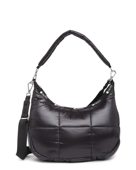 LeSportsac Black Puffy Convertible Hobo Bag