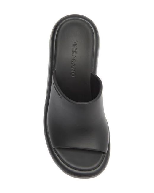 Ferragamo Black Deva Platform Slide Sandal