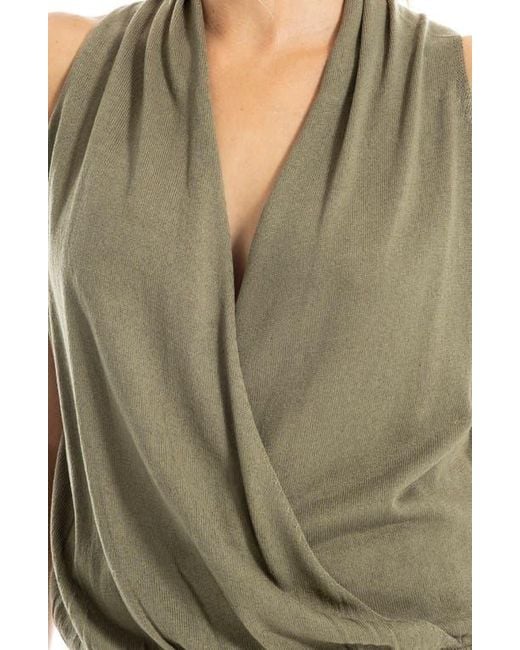 Max Studio Green Drape Front Top
