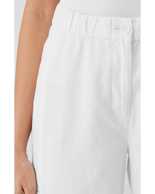 Eileen Fisher Black Lantern Cargo Stretch Cotton & Hemp Ankle Pants