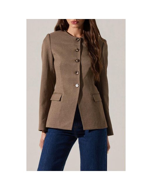 Astr Natural Bellemere Houndstooth Jacket