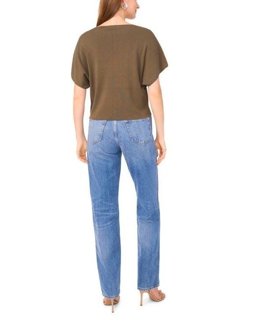 Halogen® Blue Short Sleeve Crop Sweater