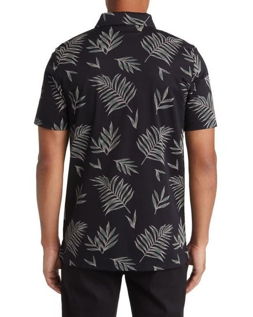 Travis Mathew Black Resort Town Leaf Print Golf Polo for men