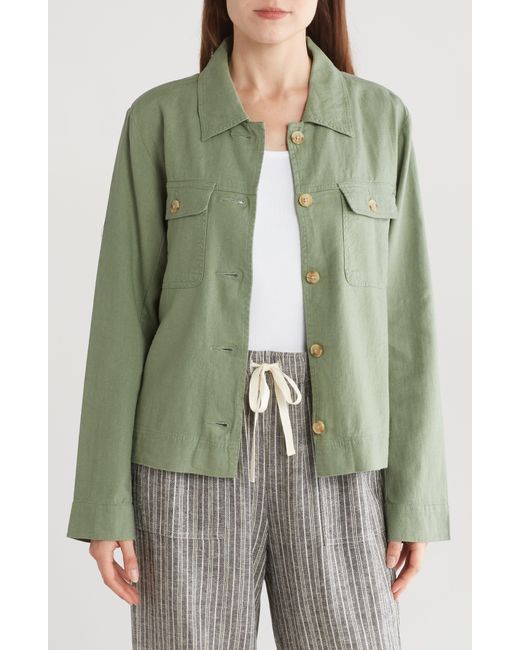 Lucky Brand Green Linen Blend Utility Jacket