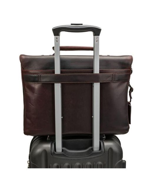 Mancini Brown Double Compartment Flap Leather Briefcase for men