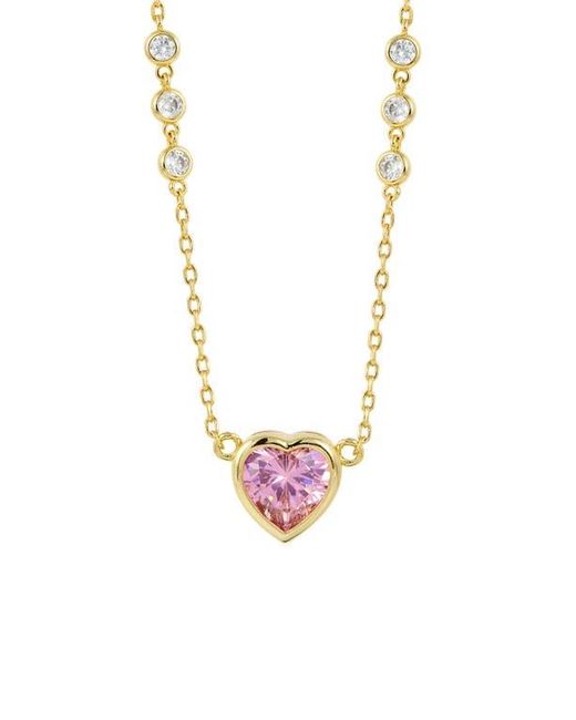 SAVVY CIE JEWELS White Bezel Set Cz Heart Pendant Necklace