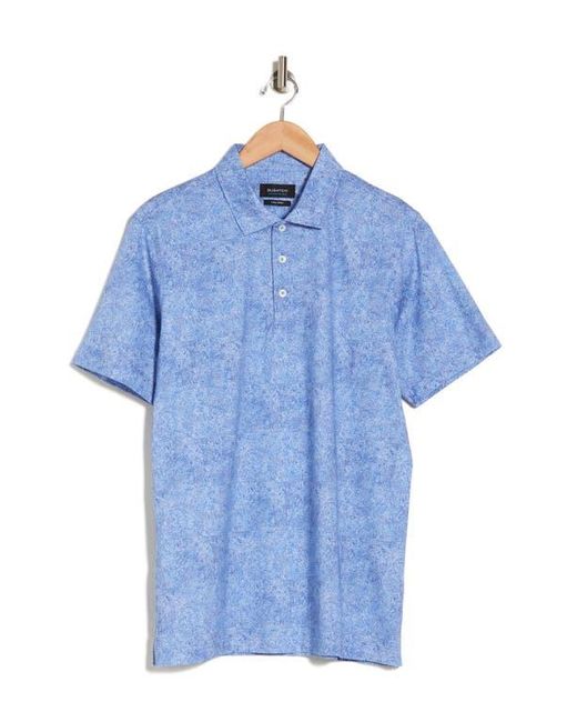 Bugatchi Blue Abstract Print Stretch Cotton Polo for men