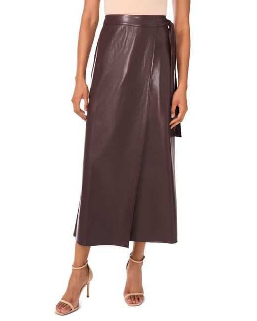 Halogen® Brown Faux Leather Side Tie Skirt